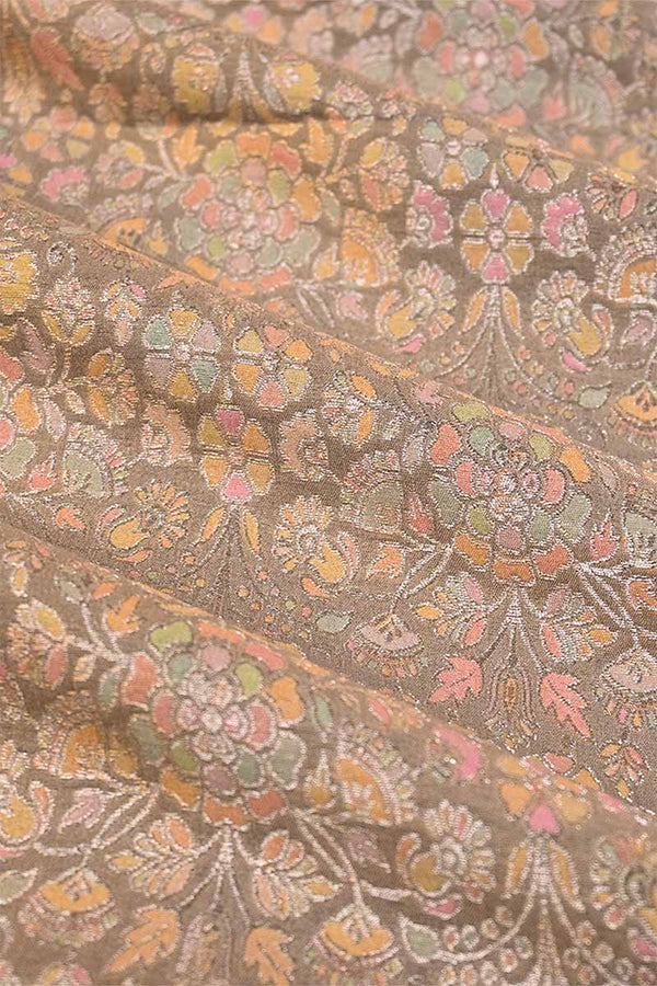 Beige fabric, banarasi fabric​, banarasi brocade fabric​, banarasi silk fabric​, banarasi fabric online​