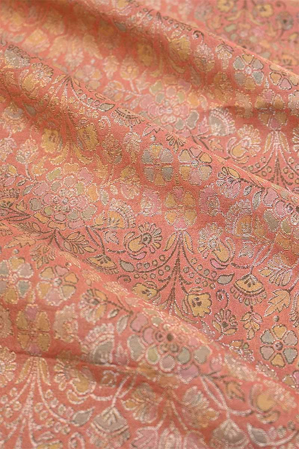 peach fabric, banarasi fabric​, banarasi brocade fabric​, banarasi silk fabric​, banarasi fabric online​