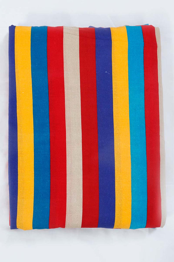 Multicolor Cotton Silk Fabric with Striped Design