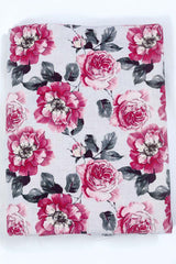 Pink Pure Cotton Fabric with Multicolored Digital Floral Prints