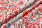 Rust Pure Cotton Fabric with Watercolor Digital Print