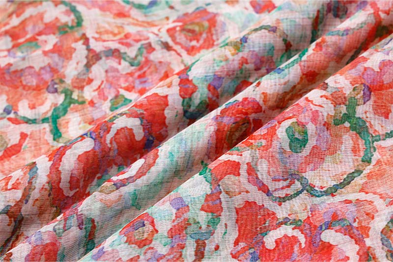 Rust Pure Cotton Fabric with Watercolor Digital Print