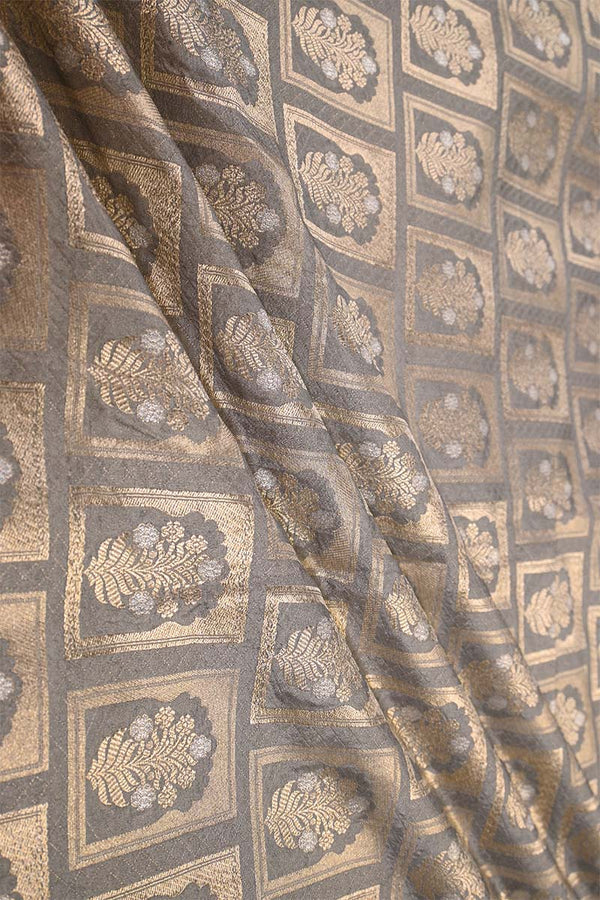 Grey fabric, banarasi fabric​, banarasi brocade fabric​, banarasi silk fabric​, banarasi fabric online​
