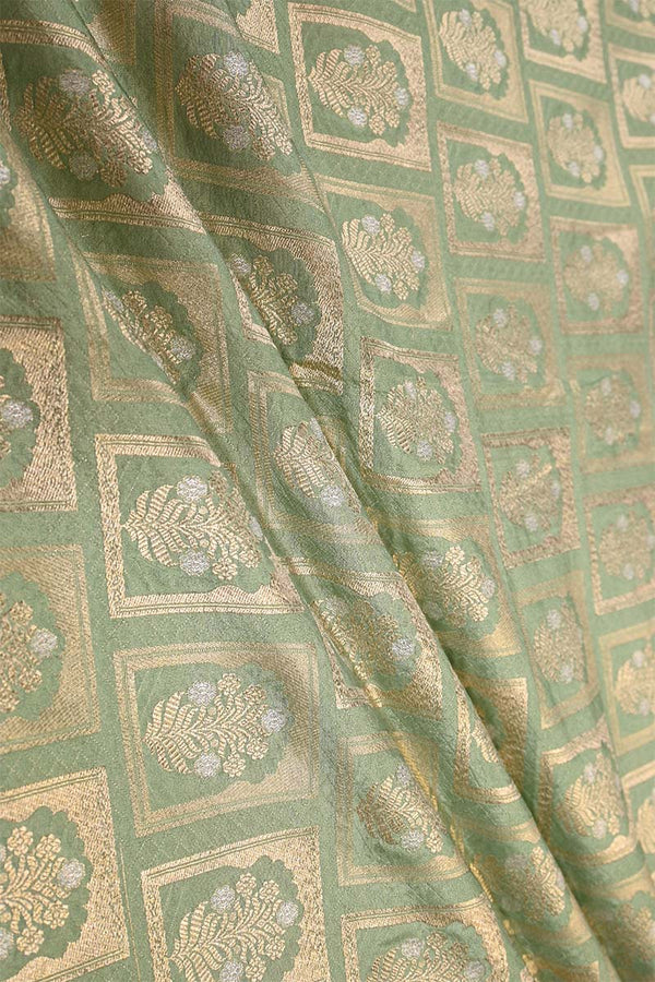 sage green fabric, banarasi fabric​, banarasi brocade fabric​, banarasi silk fabric​, banarasi fabric online​