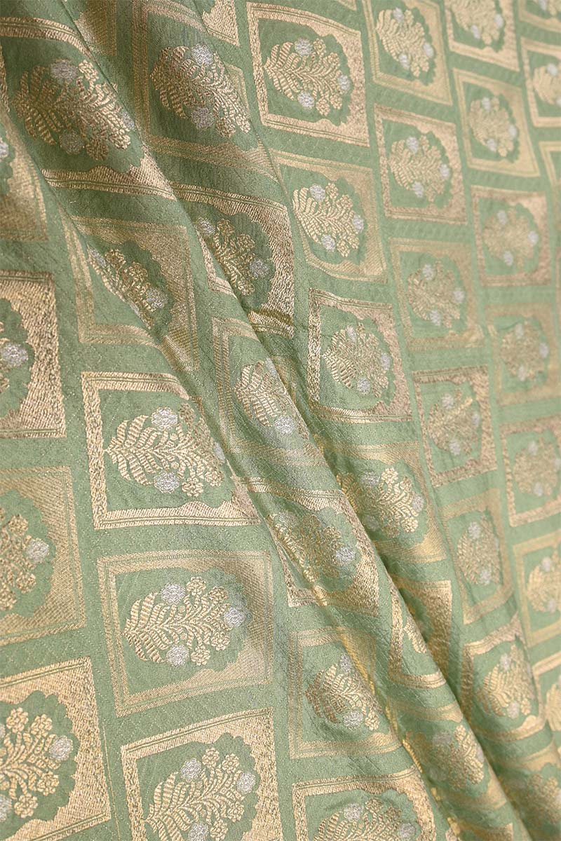 sage green fabric, banarasi fabric​, banarasi brocade fabric​, banarasi silk fabric​, banarasi fabric online​
