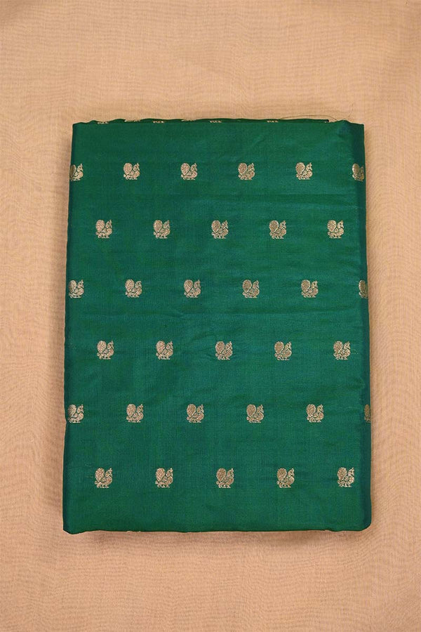 Bottle Green Handloom Banarasi Silk Fabric with Mayur Motifs