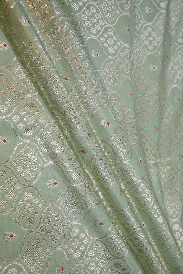 sage Green fabric, banarasi fabric​, banarasi brocade fabric​, banarasi silk fabric​, banarasi fabric online​