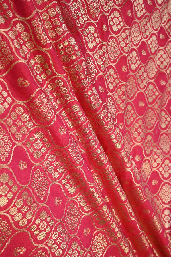 Red fabric, banarasi fabric​, banarasi brocade fabric​, banarasi silk fabric​, banarasi fabric online​