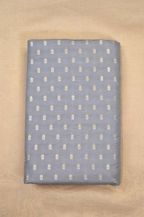 Grey Banarasi Silk Fabric with Sona-Rupa Zari Floral Buti