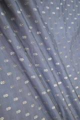 Grey Banarasi Silk Fabric with Sona-Rupa Zari Floral Buti