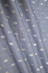 Grey Banarasi Silk Fabric with Sona-Rupa Zari Floral Buti