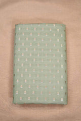 Sage Green Banarasi Silk Fabric with Sona-Rupa Zari Floral Buti