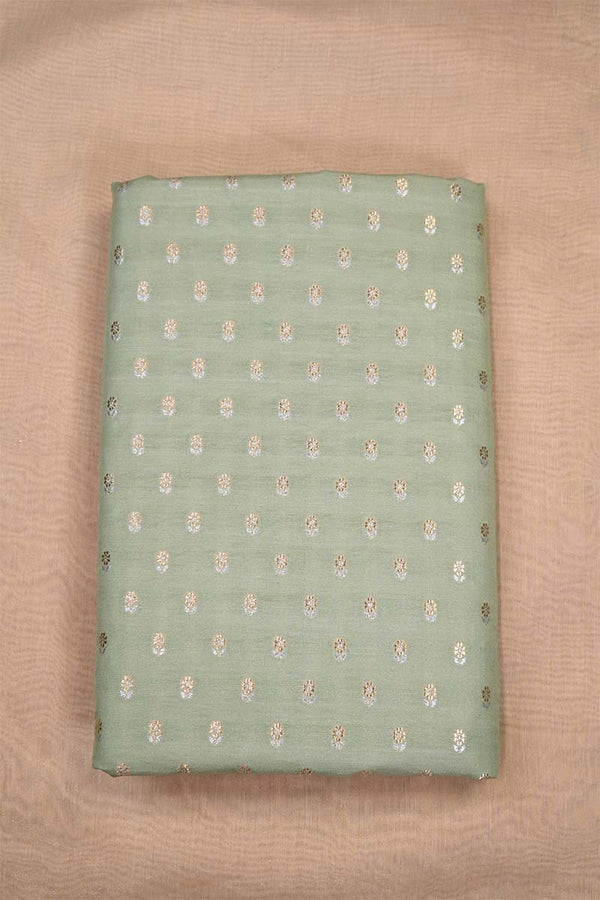 Sage Green Banarasi Silk Fabric with Sona-Rupa Zari Floral Buti