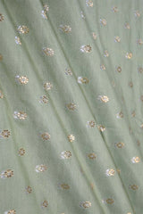 Sage Green Banarasi Silk Fabric with Sona-Rupa Zari Floral Buti