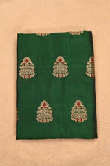 Bottle Green Handloom Banarasi Silk Fabric
