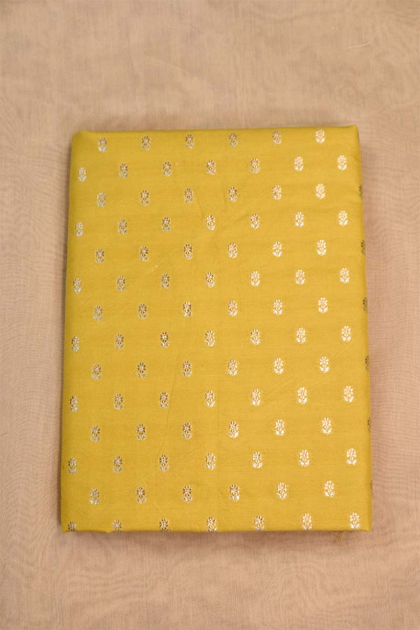 Yellow Banarasi Silk Fabric with Sona-Rupa Zari Floral Buti