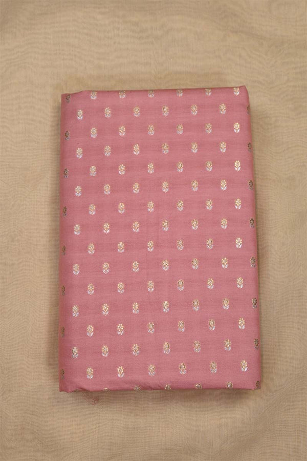 Pink Banarasi Silk Fabric with Sona-Rupa Zari Floral Buti