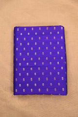 Purple Handloom Raw Silk Fabric with Gold and Silver Zari Motifs