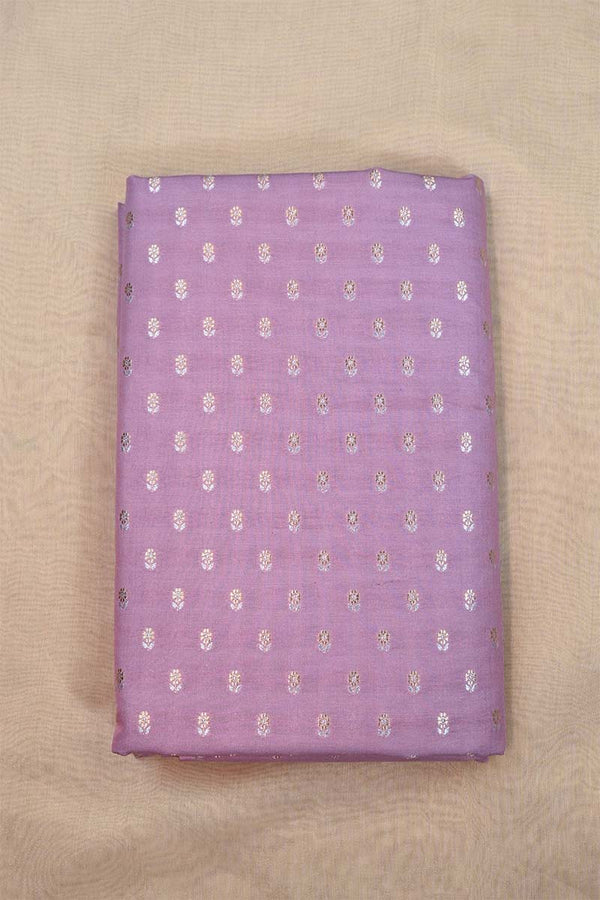 Mauve Banarasi Silk Fabric with Sona-Rupa Zari Floral Buti
