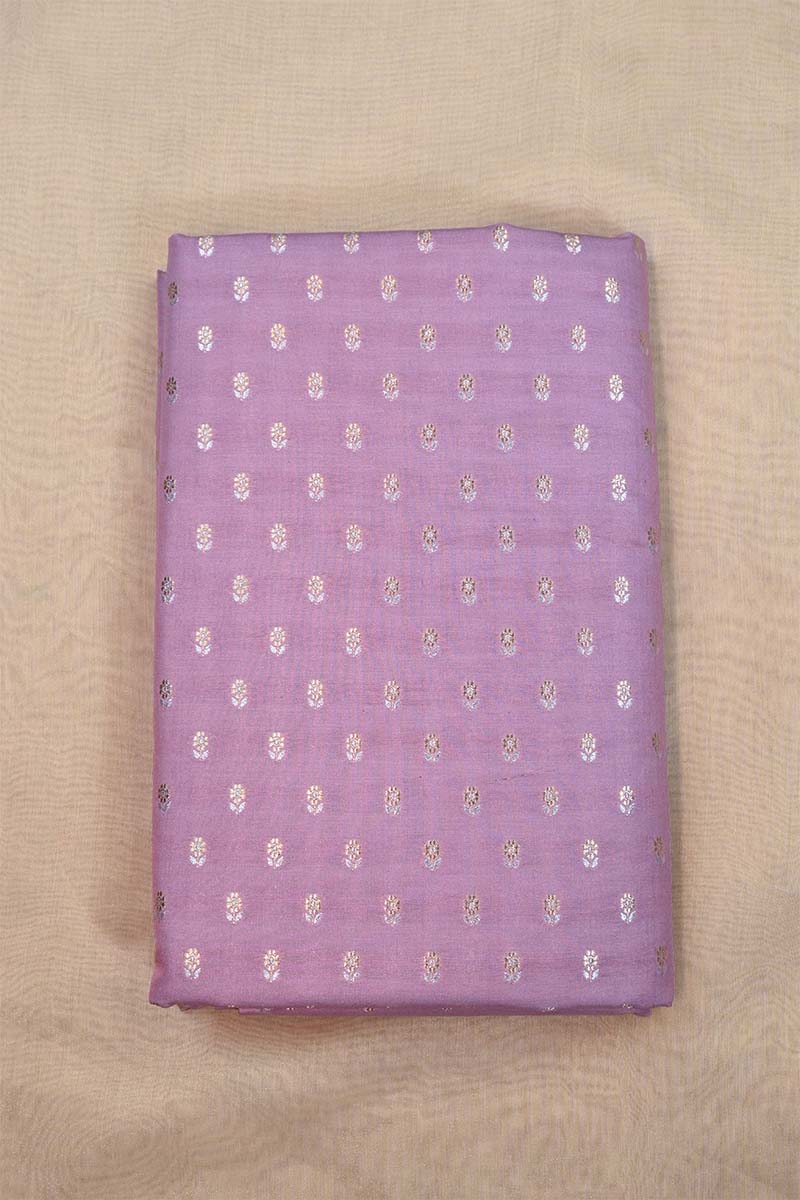 Mauve Banarasi Silk Fabric with Sona-Rupa Zari Floral Buti