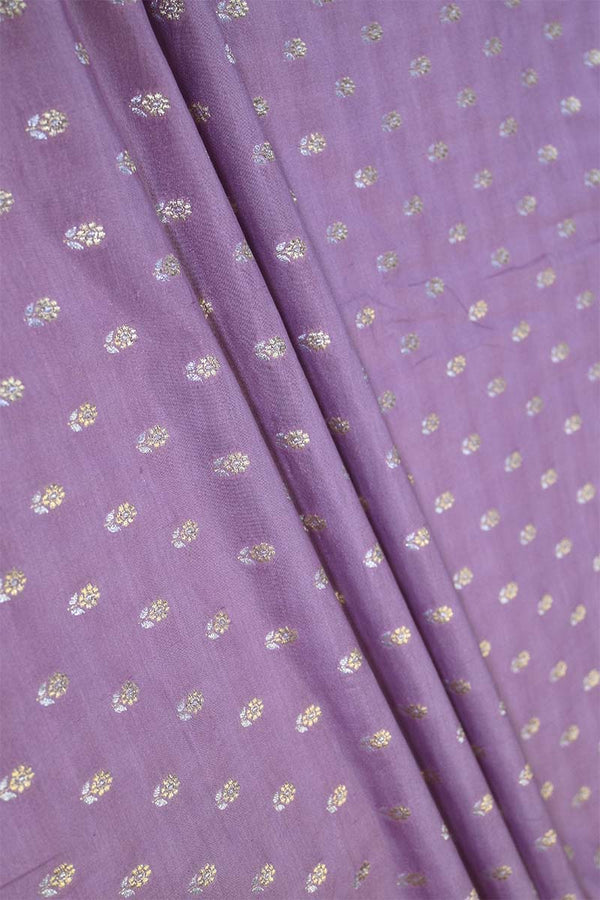 Mauve Banarasi Silk Fabric with Sona-Rupa Zari Floral Buti