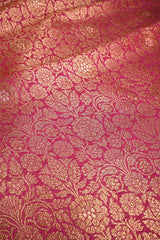 Maroon Banarasi Silk Fabric with Floral Jaal and Meenakari Detailing