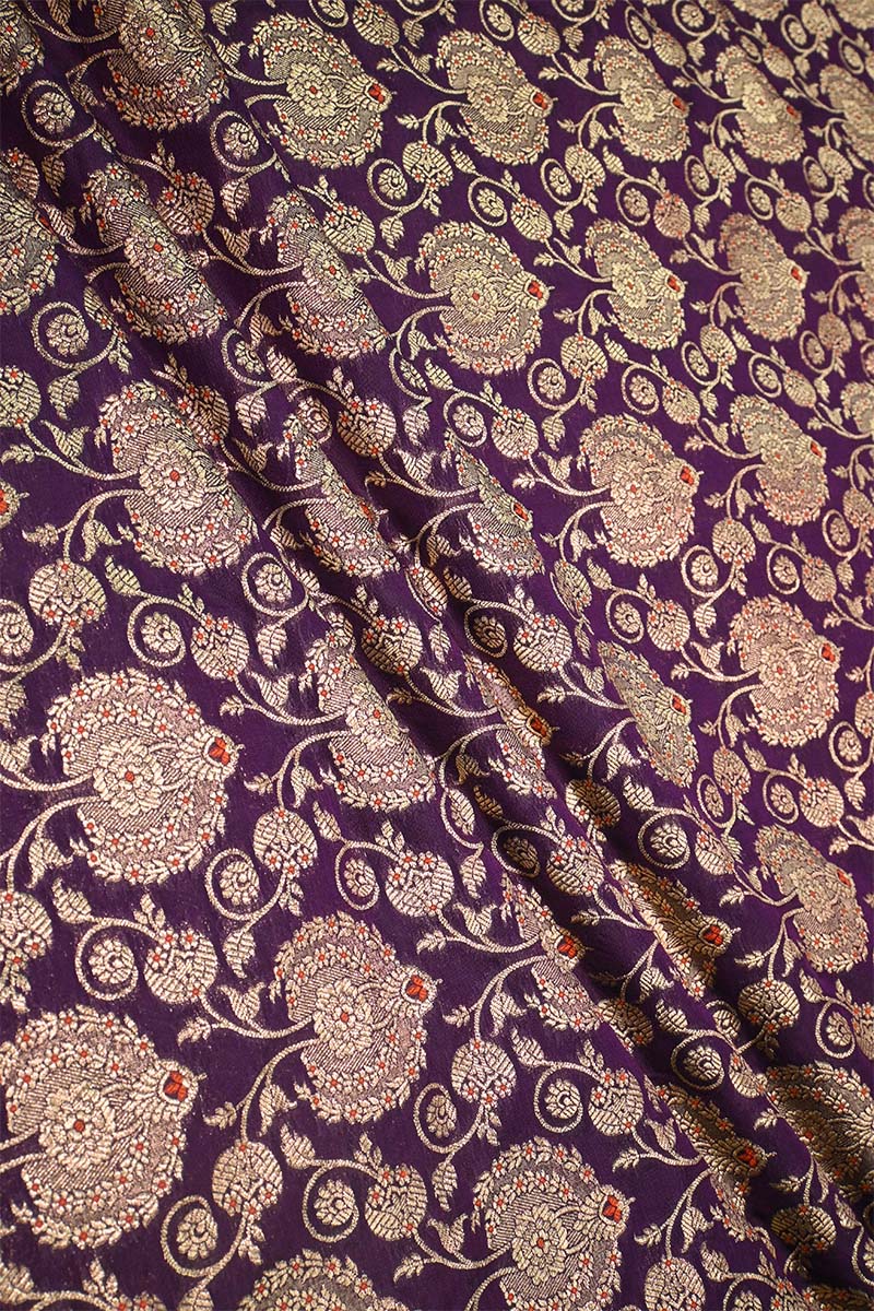 purple  Floral patterned fabric with intricate design