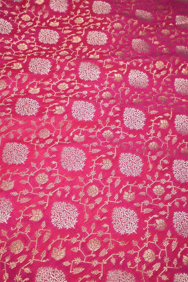 Pink Banarasi Silk Fabric with Sona Rupa Zari Jaal Work