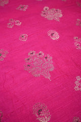 Rani Pink Raw Silk Fabric with Zari Meenakari Work