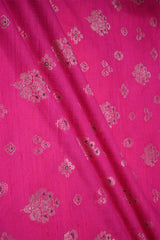 Rani Pink Raw Silk Fabric with Zari Meenakari Work