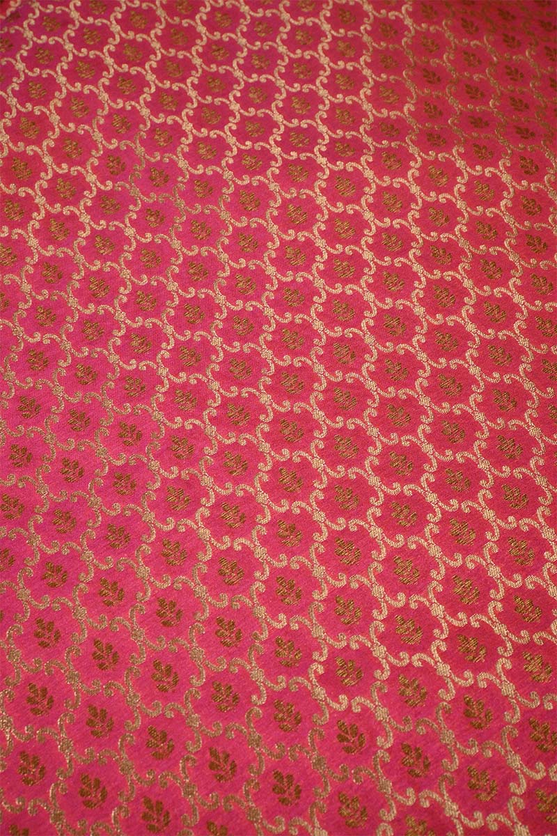 Pink Banarasi Silk Fabric with Geometrical Jaal Work