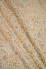 Cream White Banarasi Silk Fabric with Sona Rupa Zari Jaal Work