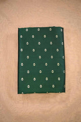 Bottle Green Banarasi Silk Fabric with Tanchoi and Floral Meenakari Motifs
