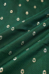 Bottle Green Banarasi Silk Fabric with Tanchoi and Floral Meenakari Motifs