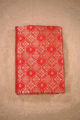 Red Banarasi Silk Fabric with Floral Ornament Pattern