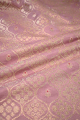 Light Pink Banarasi Silk Fabric with Floral Ornament Pattern