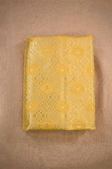 Yellow Banarasi Silk Fabric with Floral Ornament Pattern