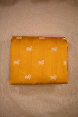 Yellow Chiniya Banarasi Silk Fabric with Pichwai Motifs