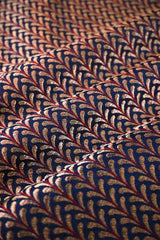 Navy Blue Banarasi Silk Brocade Fabric with Meenakari Stripes