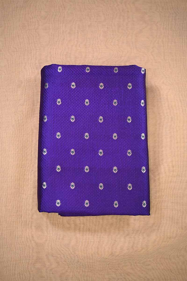 Purple Banarasi Silk Fabric with Tanchoi and Floral Meenakari Motifs