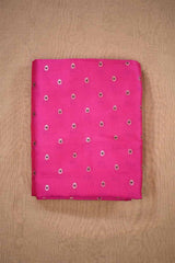Rani Pink Banarasi Silk Fabric with Tanchoi and Floral Meenakari Motifs