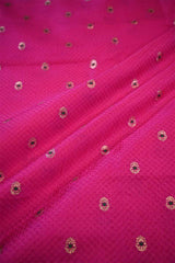 Rani Pink Banarasi Silk Fabric with Tanchoi and Floral Meenakari Motifs