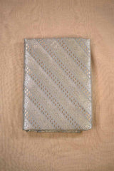 Grey Banarasi Silk Fabric with Floral & Paisley Stripes