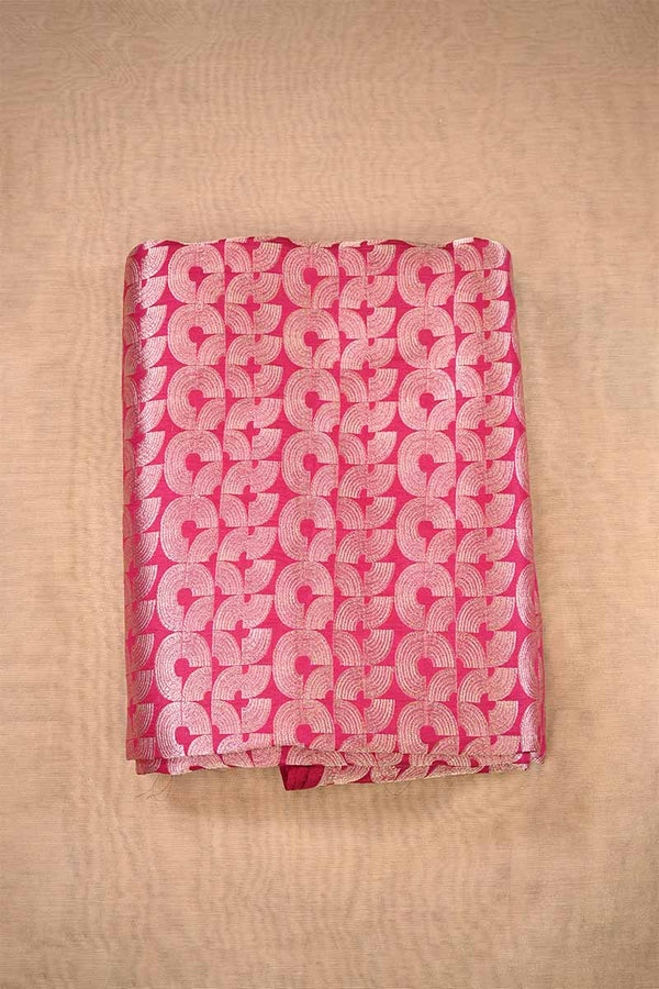Pink Banarasi Silk Fabric with Water Gold Zari Arc Brocade Pattern