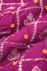 Magenta Chiniya Banarasi Silk Fabric with Zari Checks & Motifs