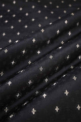 Black Banarasi Silk Fabric with Tanchoi and Gold Zari Motifs
