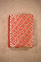 Red Banarasi Silk Brocade Fabric with Gold and Antique Zari Work