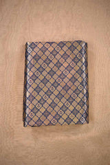 Blue Banarasi Silk Brocade Fabric with Gold Zari Work