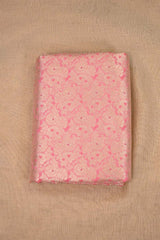 Pink Banarasi Silk Fabric with Rose Brocade Jaal
