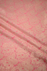 Pink Banarasi Silk Fabric with Rose Brocade Jaal
